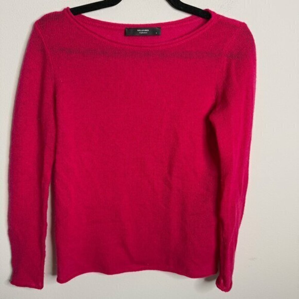 Hallhuber Women's Red Cashmere Long‎ Sleeve Jumper Sweater - Size S Small
